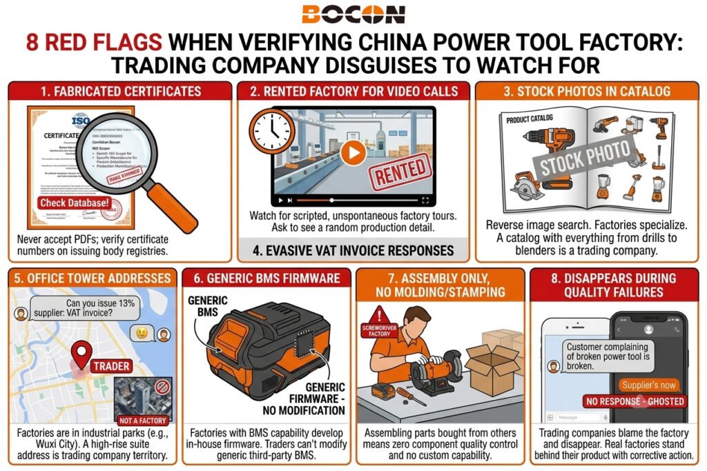 8 red flags when verifying China power tool factory trading company disguises to watch fo