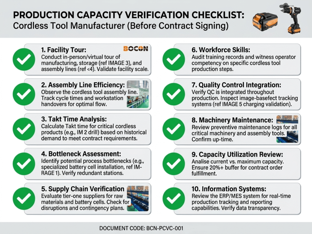 Factory production capacity verification checklist: 10 steps to verify cordless tool manufacturer before signing contract
